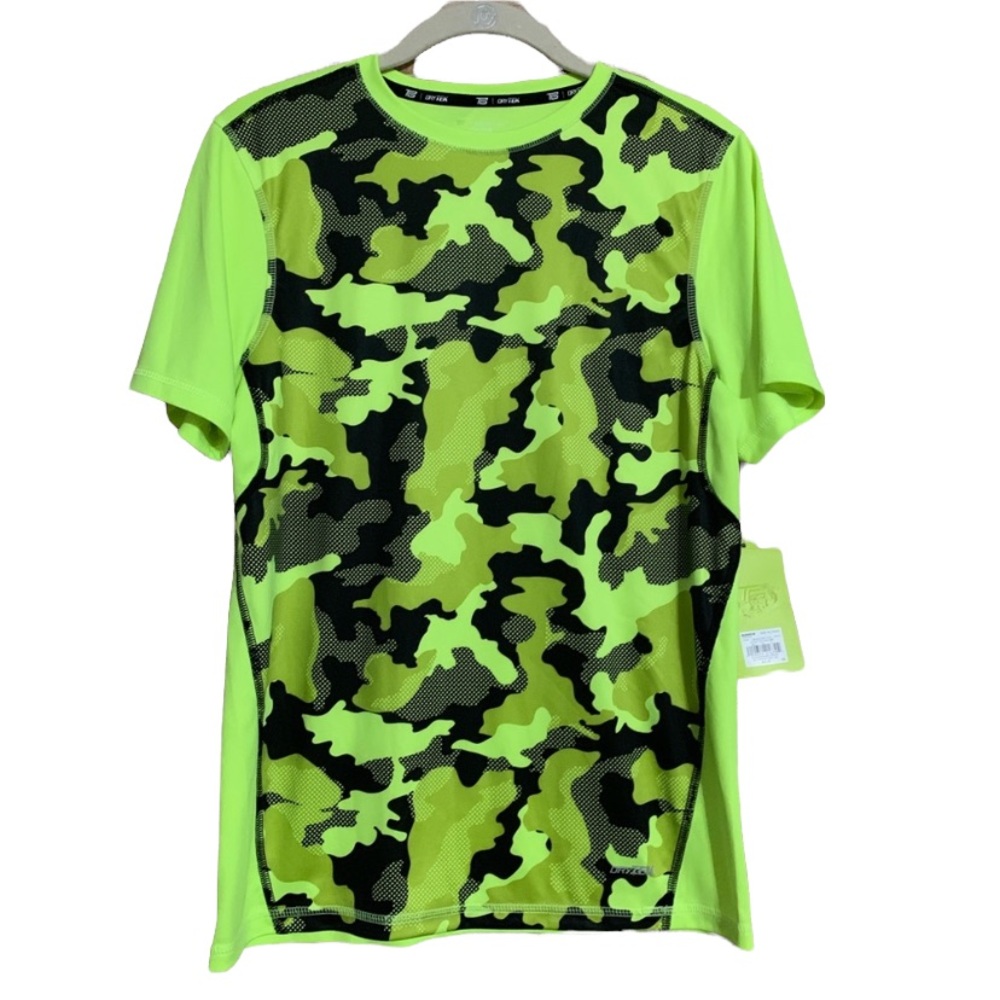 Tek Gear moisture wick xl electric yellow camo tee shirt sweat wicking stretch